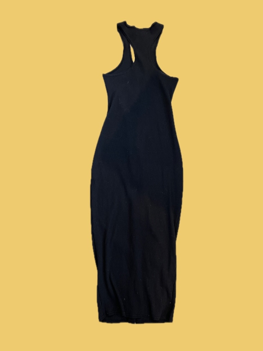 About Us. Ribbed Button-Front Racerback Dress - Black - Picture 2 of 5